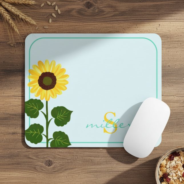  Light Green Mouse Pad with Sunflower (Criador carregado)