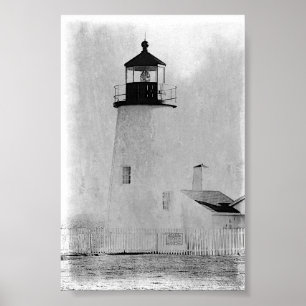 Lighthouse B&W Poster do Ponto Pemaquid Maine