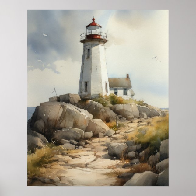 Lighthouse Coastal Art Impressão (Frente)