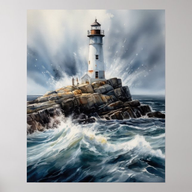 Lighthouse Coastal Art Impressão (Frente)