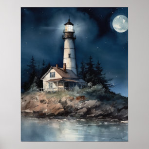 Lighthouse Coastal Art Impressão