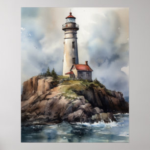 Lighthouse Coastal Art Impressão