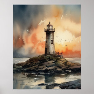 Lighthouse Coastal Art Impressão