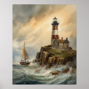 Lighthouse Coastal Art Impressão