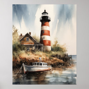 Lighthouse Coastal Art Impressão
