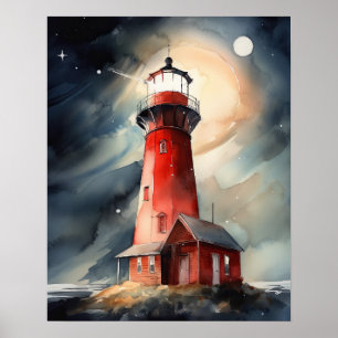 Lighthouse Coastal Art Impressão