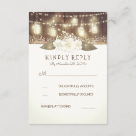 Lights Mason Jars Rustic Wood Barn Weding RSVP