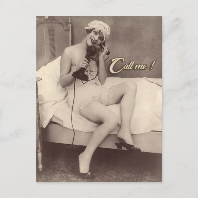 Ligue-me! Cartão postal ousado de garota flapper d (Frente)