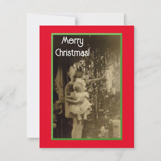 Lil Girl Com Novo Cartão De Natal De Boneca (Frente)