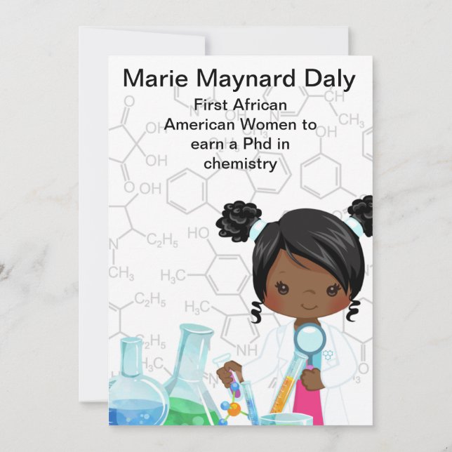 Lil Miss Scientist Birthday Invitation Card (Verso)