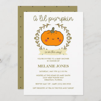 'Lil Pumpkin Fall Halloween Convite para Chá de fr