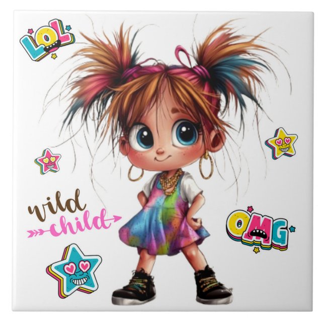 Lil Quirky Girl Wilky Child Cerâmica Azulejo (Frente)