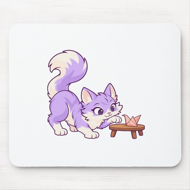 Lila Papel Pássaro Mouse Pad (Frente)