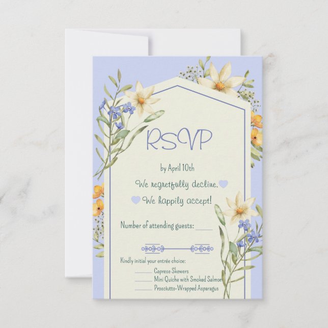 Lilac And White Wildflowers Geometric RSVP Card (Frente)