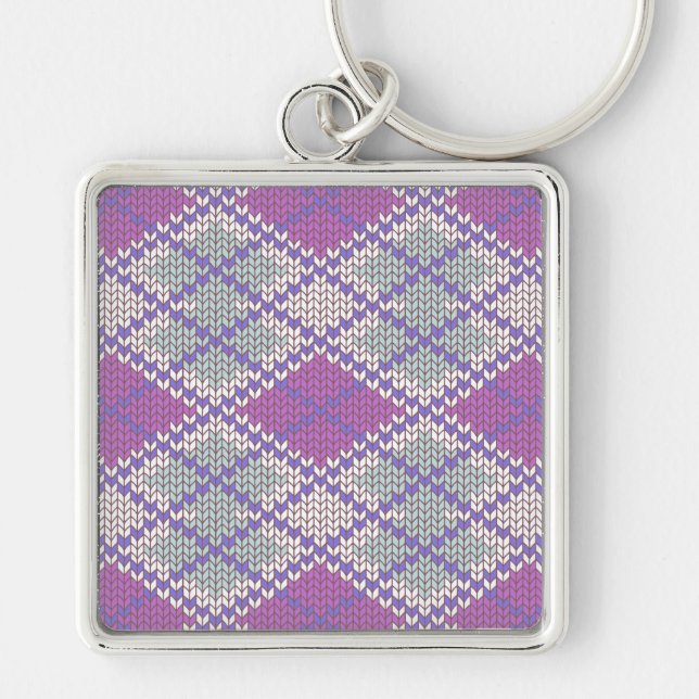 LILAC ARGYLE TRICOT Chaveiro Quadrado Premium (Frente)