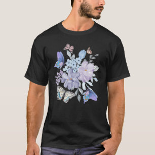 Lilac Borboleta Camisa Borboleta Flor Botão Camisa