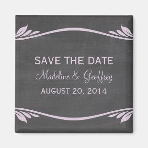 Lilac Flourish Chalkboard Imã salve a data