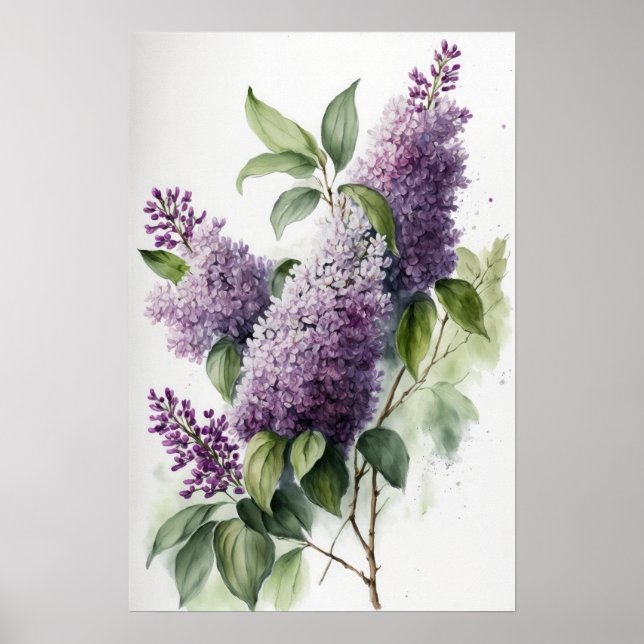 Lilac Flowers Art Impressão Poster (Frente)