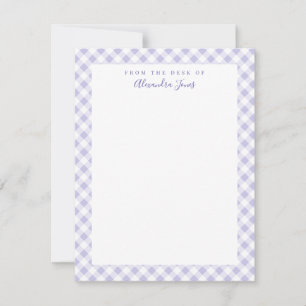 Lilac Gingham Cheque Cartão de Nota Pessoal