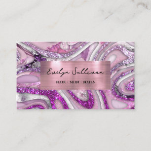 Lilac Glitter Fluid Marble Cartão de visita