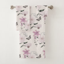 Lilac Lírios Elegantes Toalha Botânica Elegante