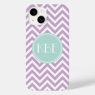 Lilac Purple e Mint Chevron Monograma