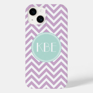 Lilac Purple e Mint Chevron Monograma