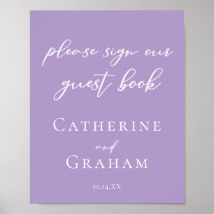 Lilac Purple Weding Sinal Our Guest Book Poster