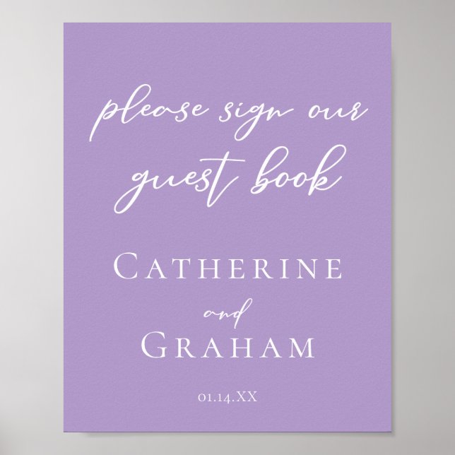 Lilac Purple Weding Sinal Our Guest Book Poster (Frente)
