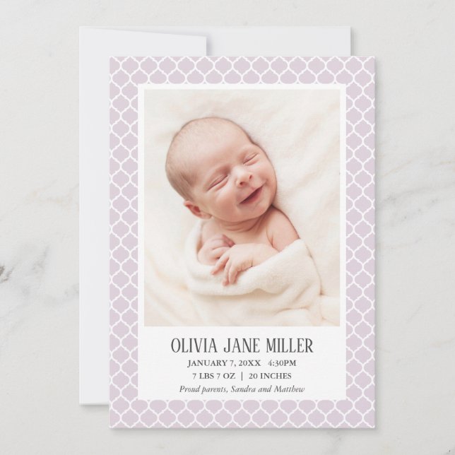 Lilac Quatrefoil Bebê Foto do Anúncio (Frente)