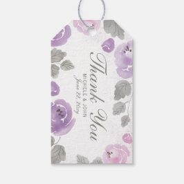 Lilac Rosas De Aquarela Roxo Obrigado Etiquetas De