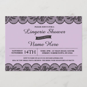 Lilac roxo do laço do convite do chá da noiva da