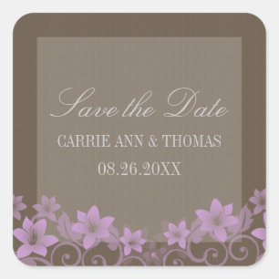 Lilac Rustic Floral Salve os Adesivos de Data