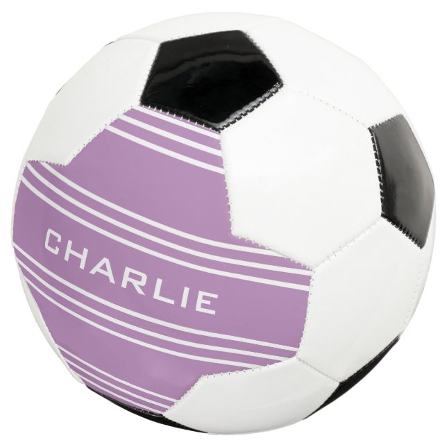 Lilac Strips - bola de futebol personalizada do mo (Três quartos)