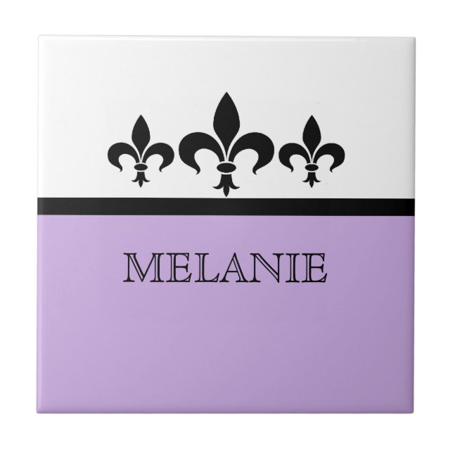 Lilac Swanky Fleur De Lis Azulejo (Frente)