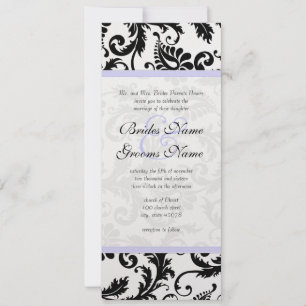 Lilac Trim Black Damask Swirls Convite Para Casame