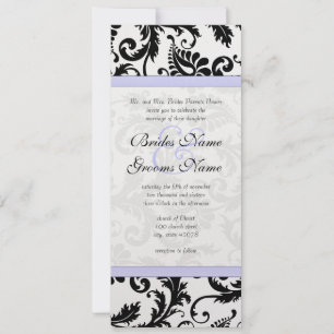 Lilac Trim Black Damask Swirls Convite Para Casame