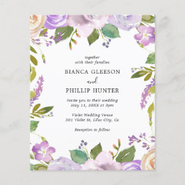 Lilac Watercolor Floral Budget Invitation