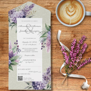 Lilacs e Heather no Verde Sage com Código QR