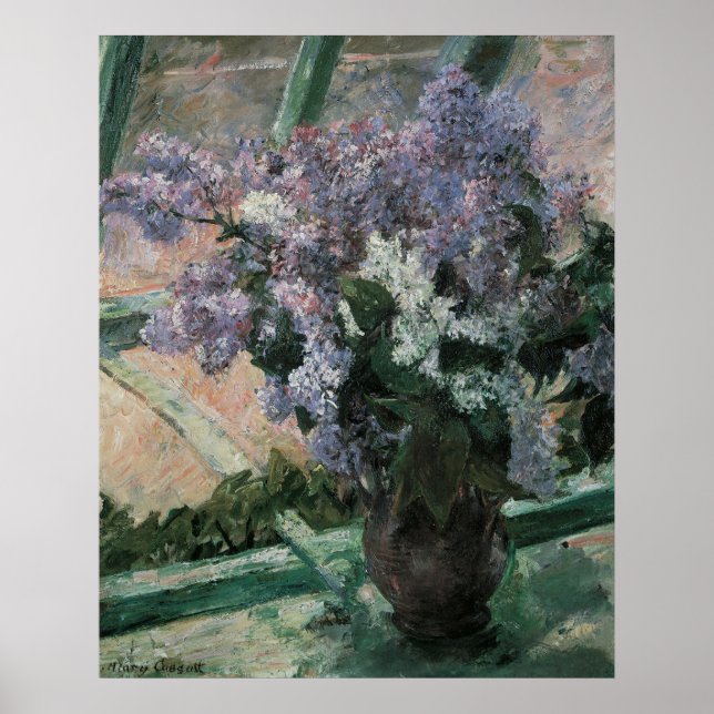Lilacs em uma janela, Mary Cassatt Poster (Frente)