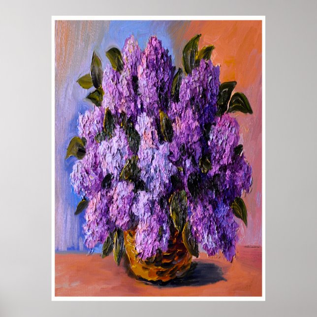 Lilacs Floral Oil Painting Poster (Frente)