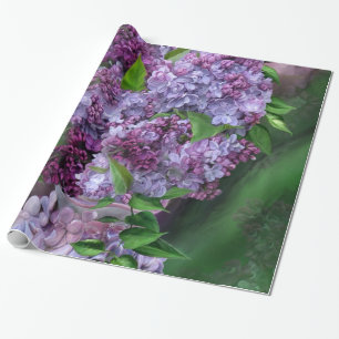 Lilacs no papel de embrulho da arte do vaso do
