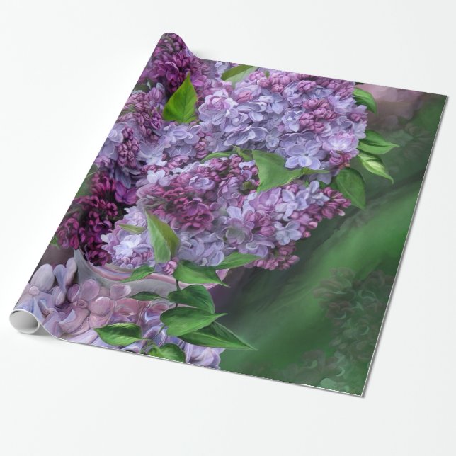 Lilacs no papel de embrulho da arte do vaso do (Desenrolado)