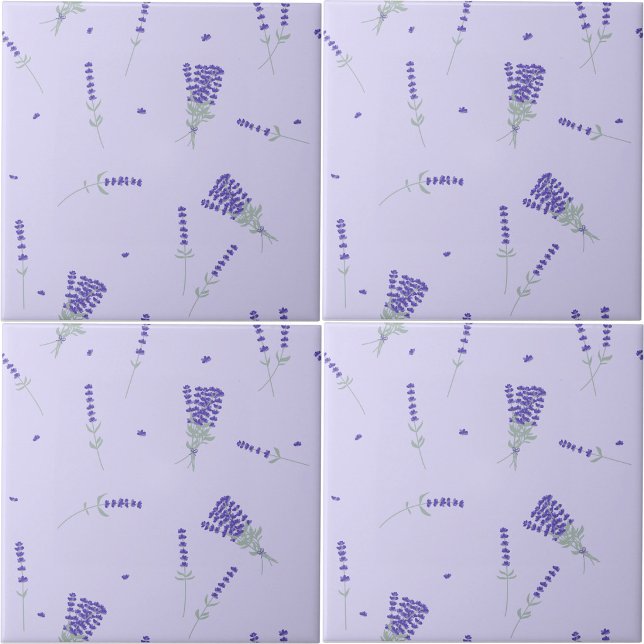 Lilás Roxo Floral Botânico Lavanda (Lavender Purple Wildflower Floral Botanical Ceramic Tile)
