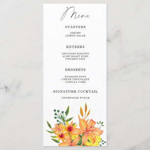 Lilases aquarela menu floral elegante minimalista