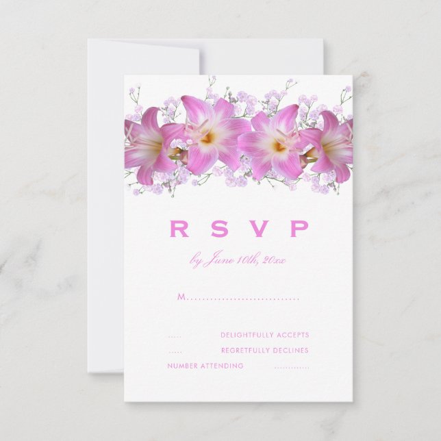 Lilases Beladona Românticas RSVP de Casamento (Frente)
