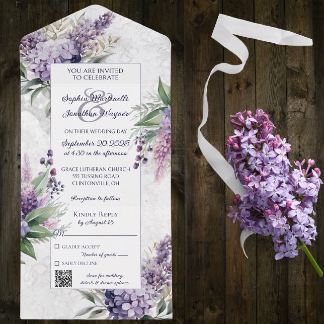 Lilases e Heather em branco marmoreado com código  (Criador carregado)