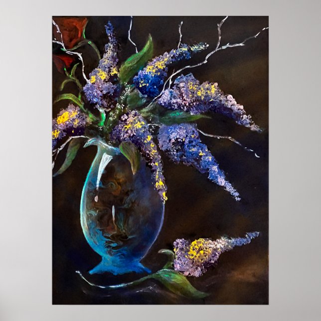 Lilases no Abstrato Vase Impressão (Frente)