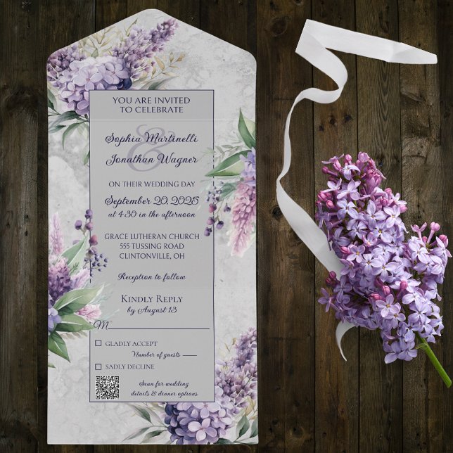 Lilases Roxos com Heather em Cinzas com Código QR (Criador carregado)