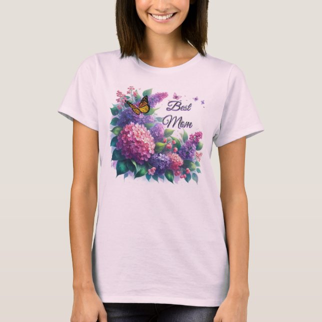 Lilases Roxos Melhor Camiseta Floral Mãe (Frente)